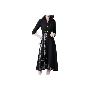 Mapping Long Sleeved Dresses Women's Black