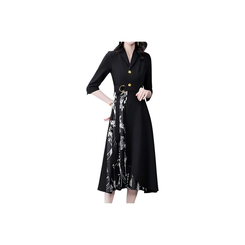 Mapping Long Sleeved Dresses Women's Black-0