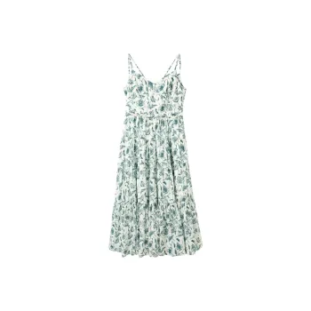 3COLOUR Sleeveless Dress Women's Green Beige Floral