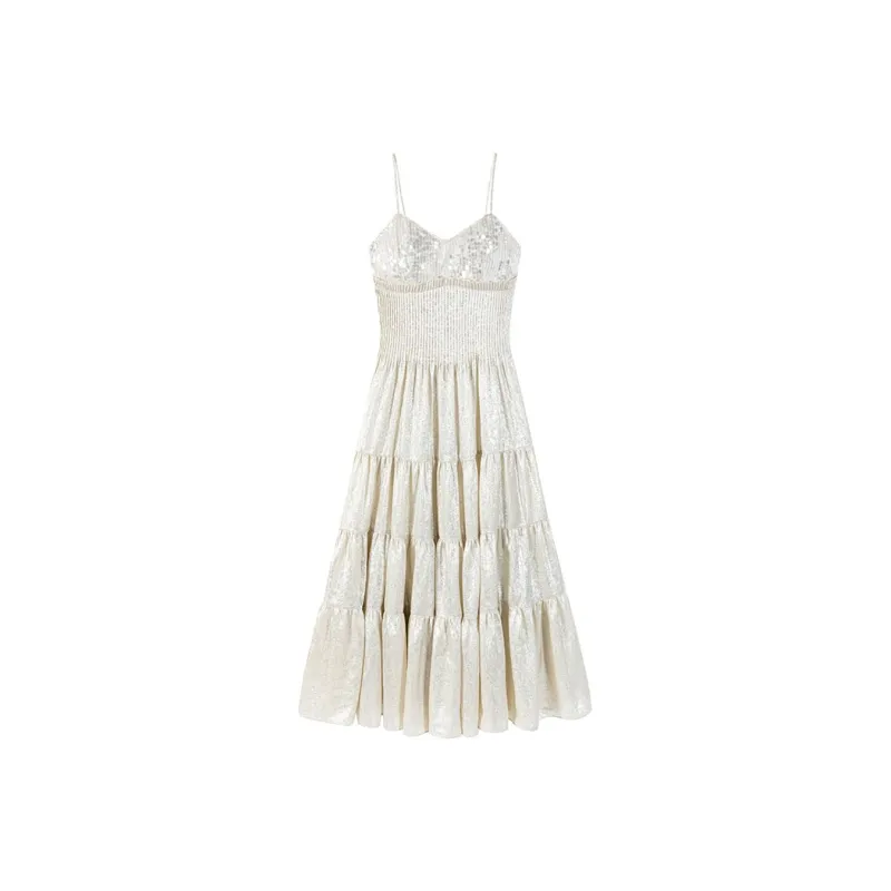 CARIEDO Slip Dress Women's Soft Light Cream Apricot-0