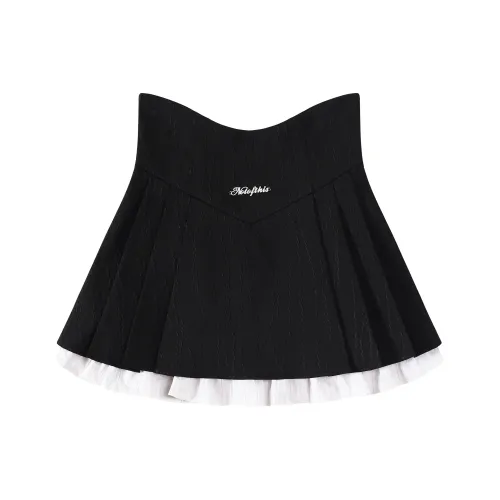 Umoumo 블랙 여성 캐주얼 숏 스커트