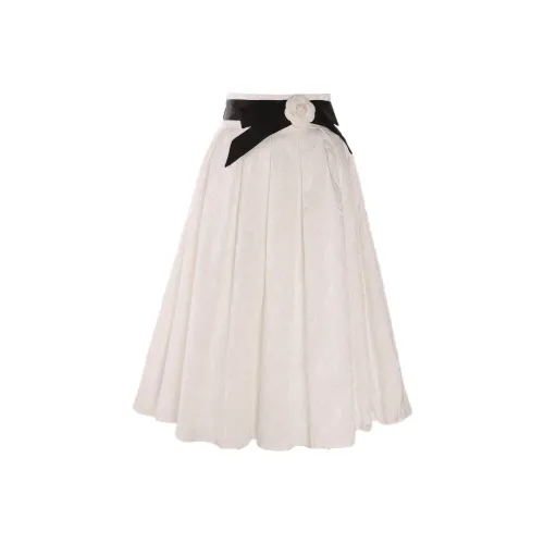AUNTLUANDUNCLEZHUO Casual Long Skirts Women's Moonlit Curtain White