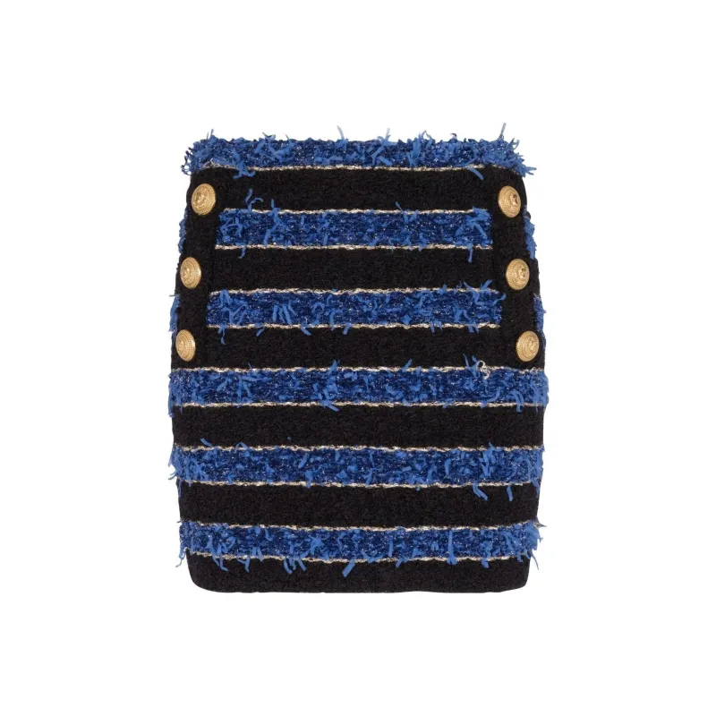 BALMAIN Striped Tweed Mini Skirt-0