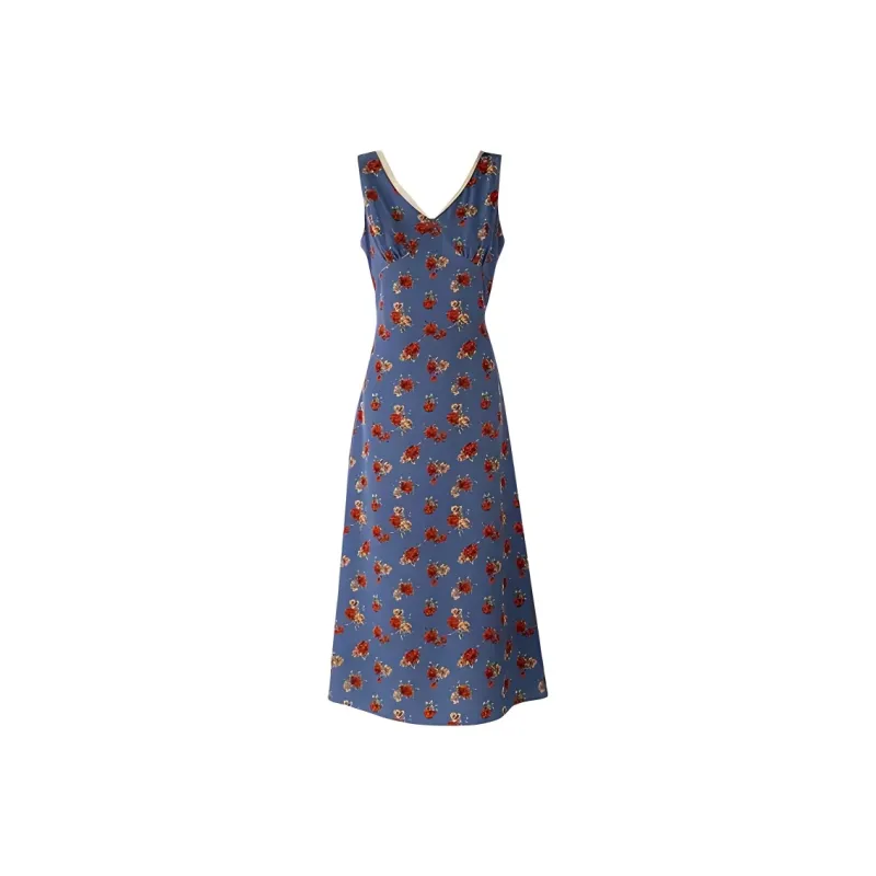 DOSOHEB Sleeveless Dress Women's Dark Blue-0