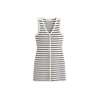Abercrombie＆Fitch Sleeveless Dress Women's Black Stripes