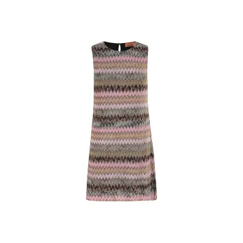 MISSONI Zigzag Lurex Sleeveless Mini Dress
