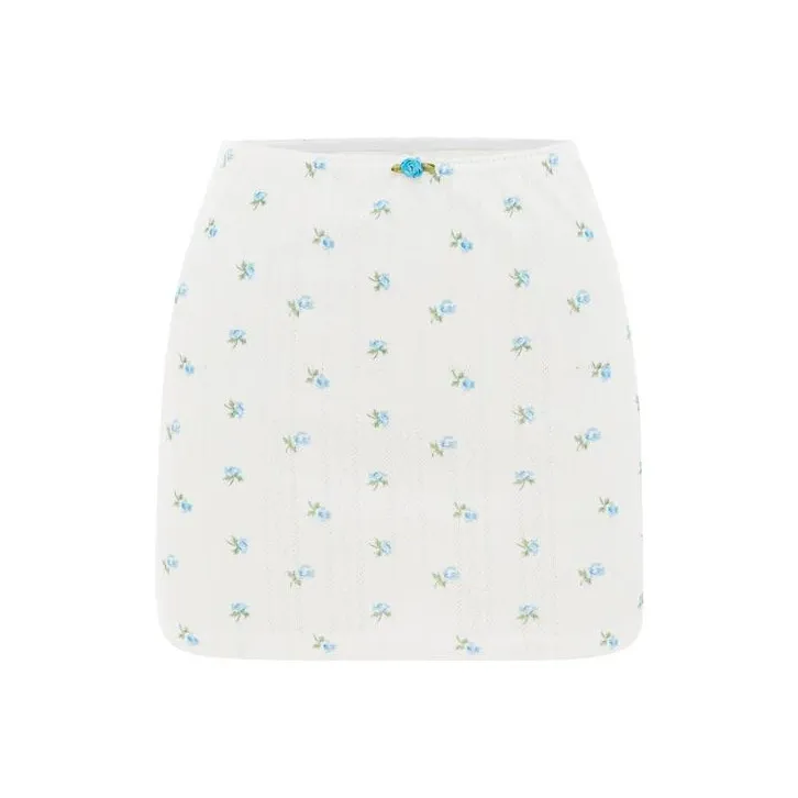With Jean Casual Short Skirts Women's White-0