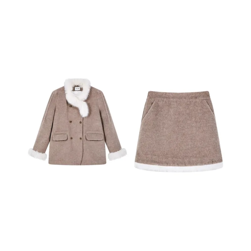 LAZY ZXH Skirt Set Women's Coffee-0