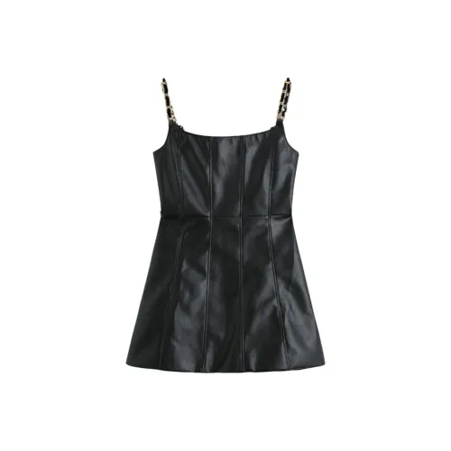 PAIN OR PLEASURE Slip Dresses Women's Black