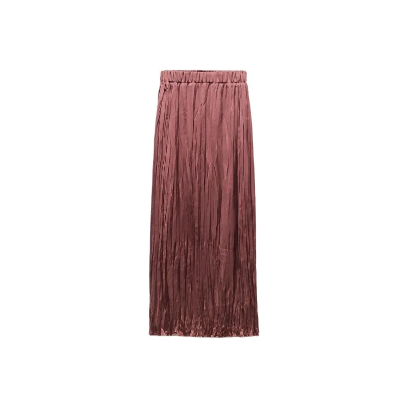 ZARA Casual Long Skirts Women's Burgundy-0
