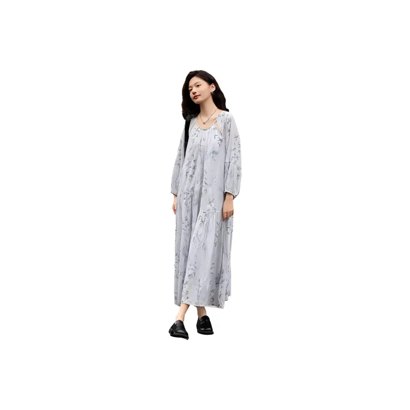 Demana Long Sleeved Dresses Women's Light Gray-0