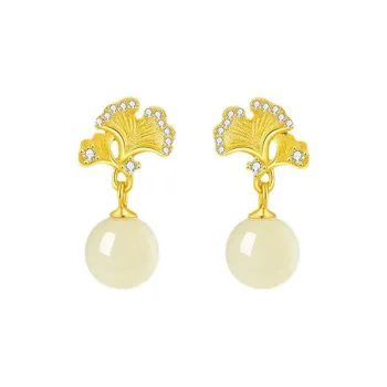 VIVIWELL Earrings White Jade Women's