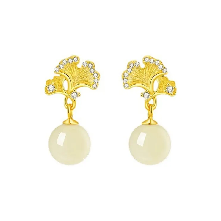 VIVIWELL Earrings White Jade Women's-0