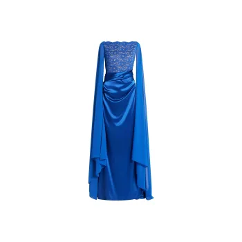 Talbot Runhof Cape design Maxi Dress
