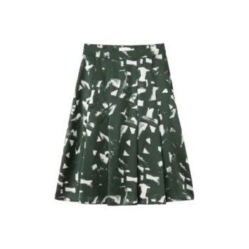 OVV Casual Long Skirt Women's Dark Green Pattern