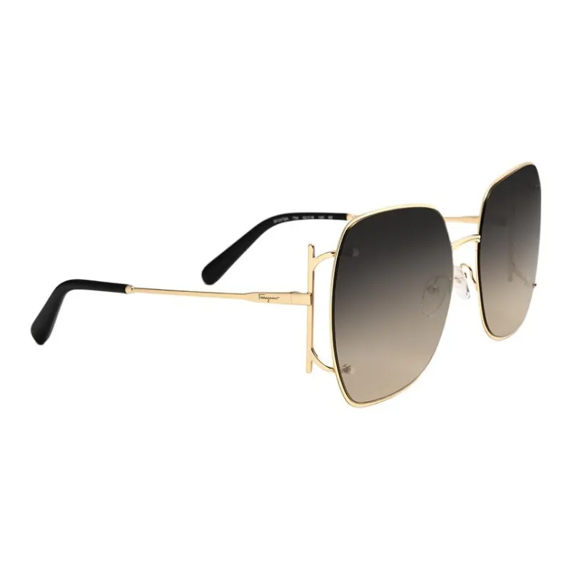 FERRAGAMO Metal Square Sunglasses Unisex Gold-3