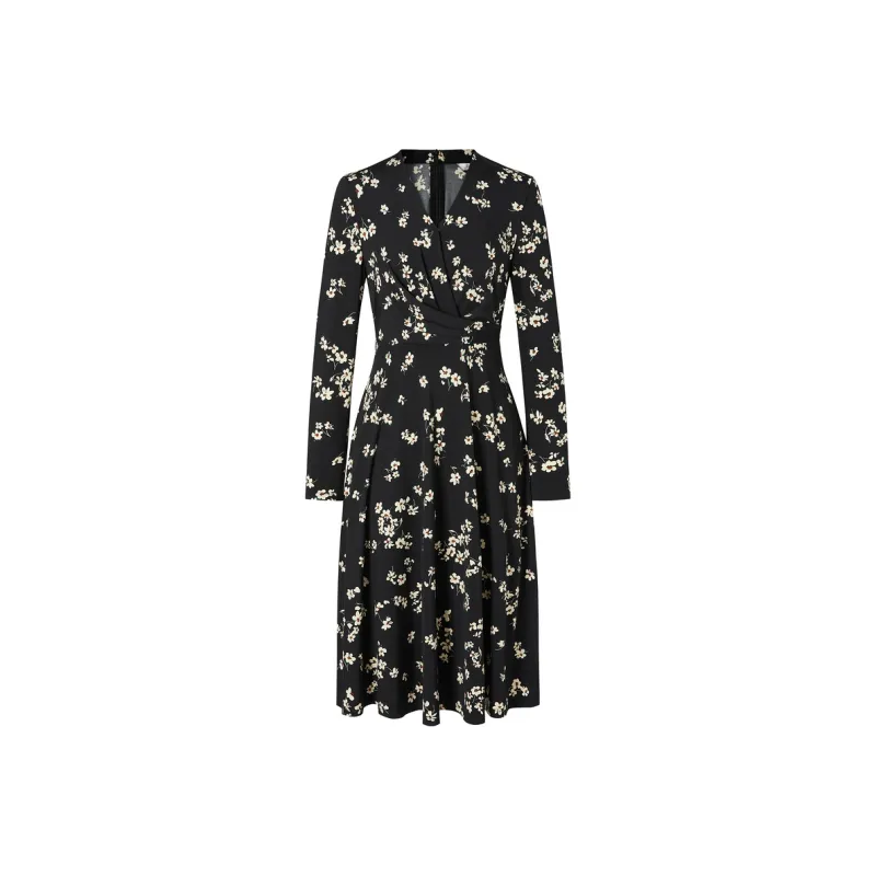 JZ. ANNAKRO Long Sleeved Dress Women's Floral Black-0