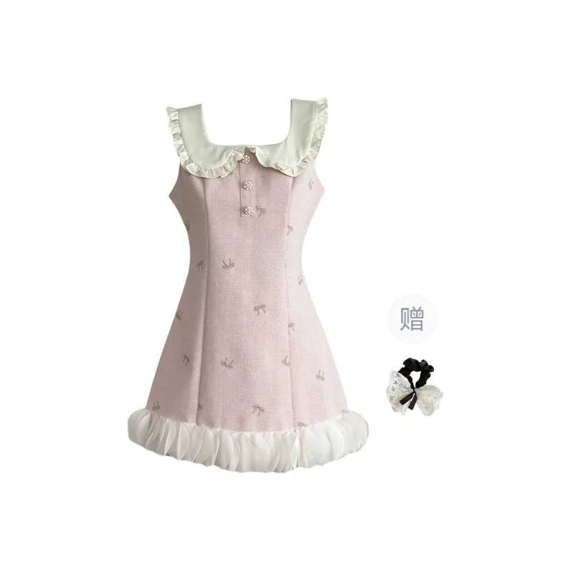 TUSHIFEI Sleeveless Dress Women's Pink-0