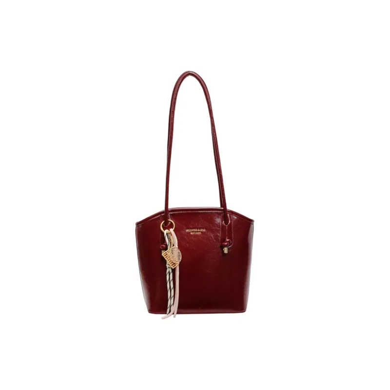 TOUTSEUL YOLO PU Bucket Bag, Shoulder Bag Women's Beige/Silver/Black/Light Blue/Pink/Ankara Red-23