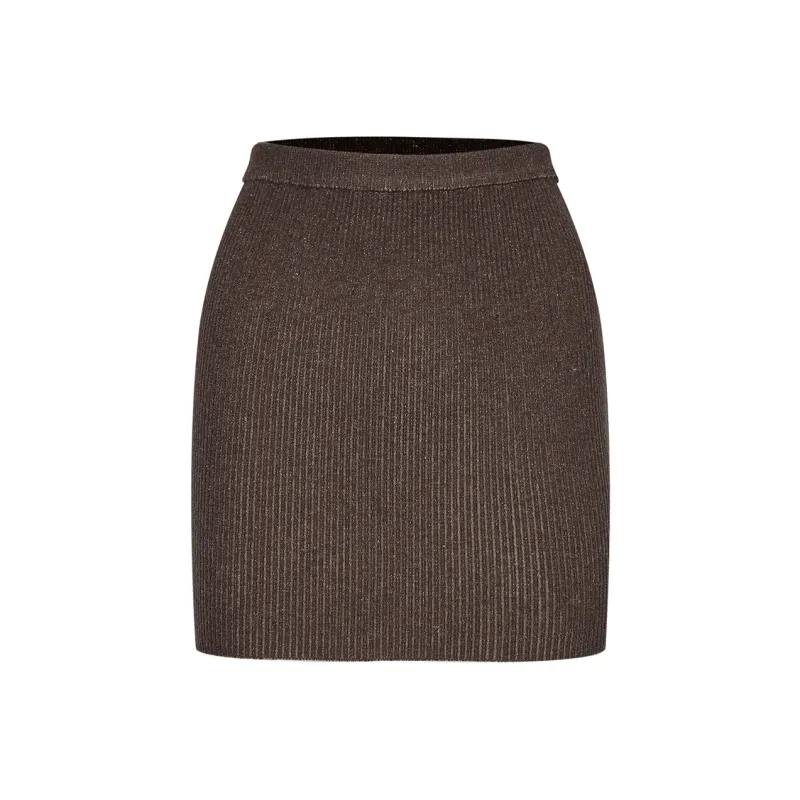 AZEPAM Casual Short Skirts Women's Brown-0