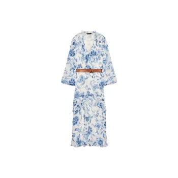 ZARA Long Sleeved Dress Women's White/Sky Blue