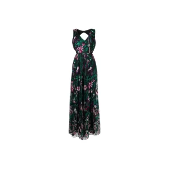Marchesa Notte Cut out Floral embroidery Gown