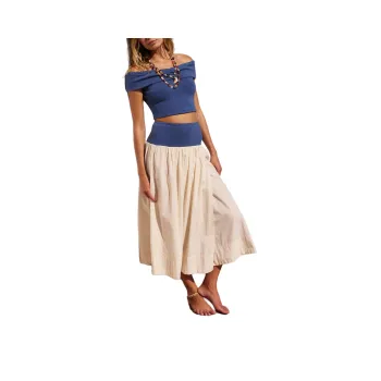 FREE PEOPLE Cooler In Capri Set Skirt Set Women's Dark Denim Combo/Dark Color Denim Combo