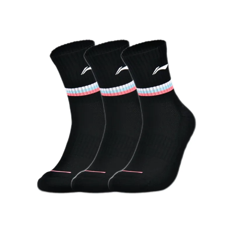 LiNing Mid Calf Socks Unisex Combo Set Black-0