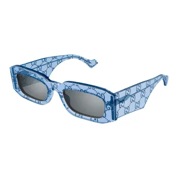 GUCCI Recycled Acetate Rectangular Sunglasses Unisex Blue