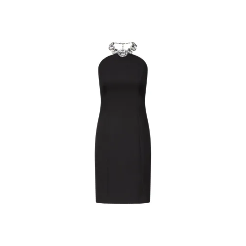 AREA Crystal embellished Halter Dress
