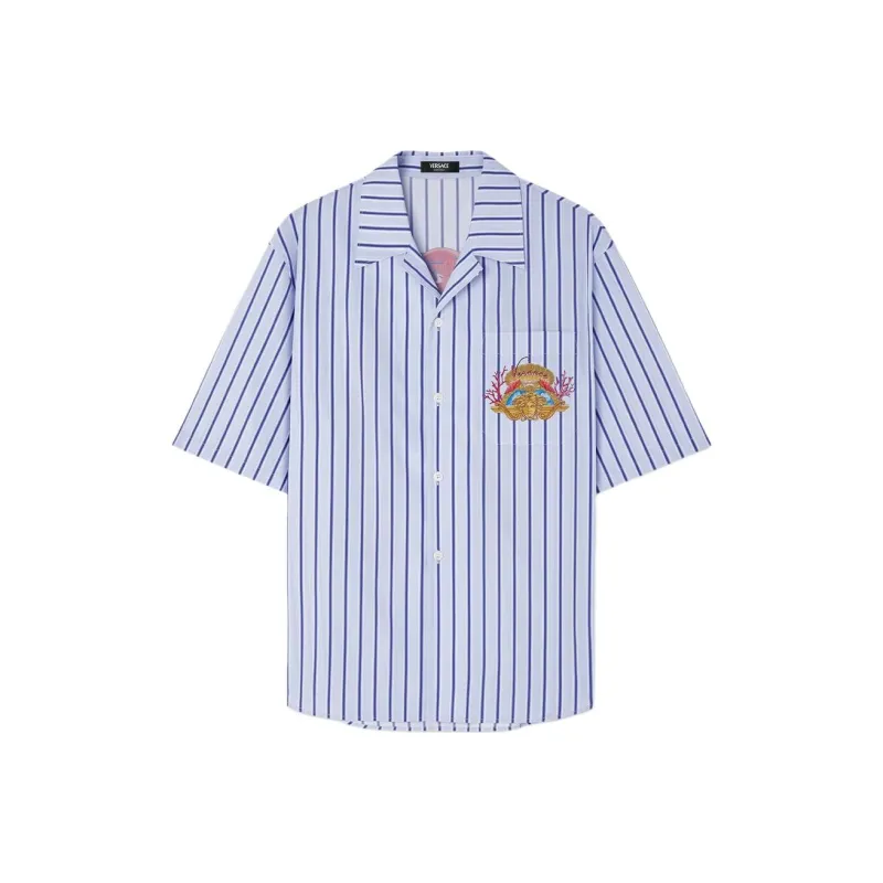 VERSACE Dive In Crest Striped Shirt-0