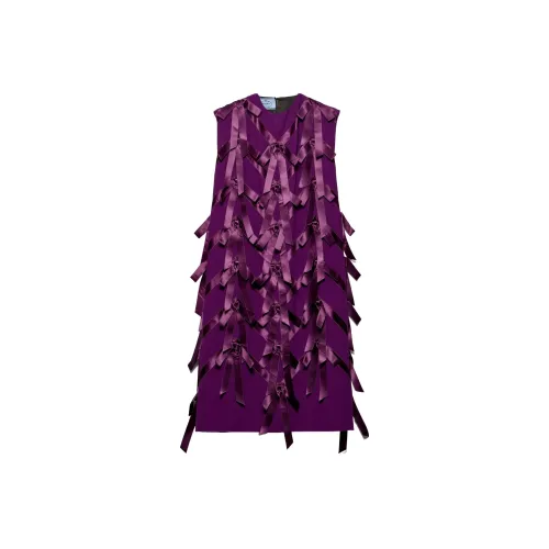 PRADA Bow Embellished Crewneck Dress