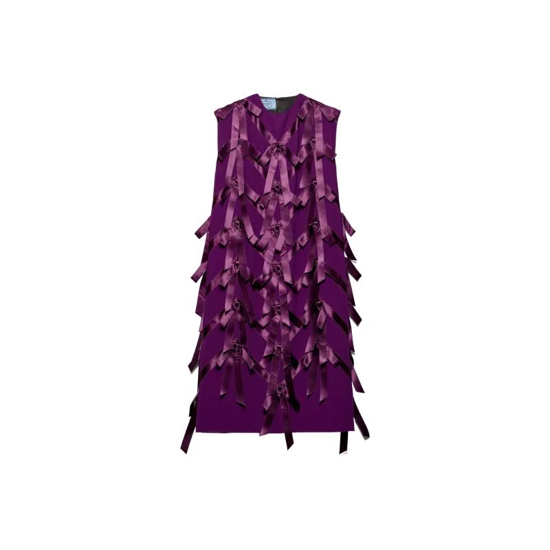 PRADA Bow Embellished Crewneck Dress-0