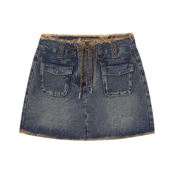 I'M ONE Denim Short Skirts Women's Vintage Denim Blue