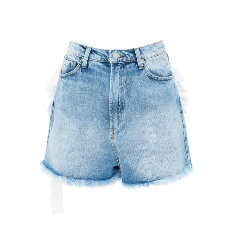 NATASHA ZINKO Denim Shorts Women's Light Blue-0