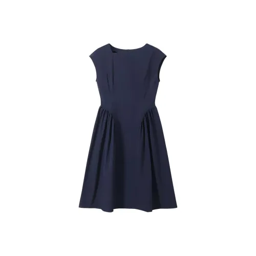 SHUXI Sleeveless Dress Women's Bow Tie Blue