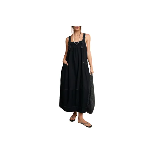 FREE PEOPLE Machu Barrel Midi Dress Slip Dresses Women's Black