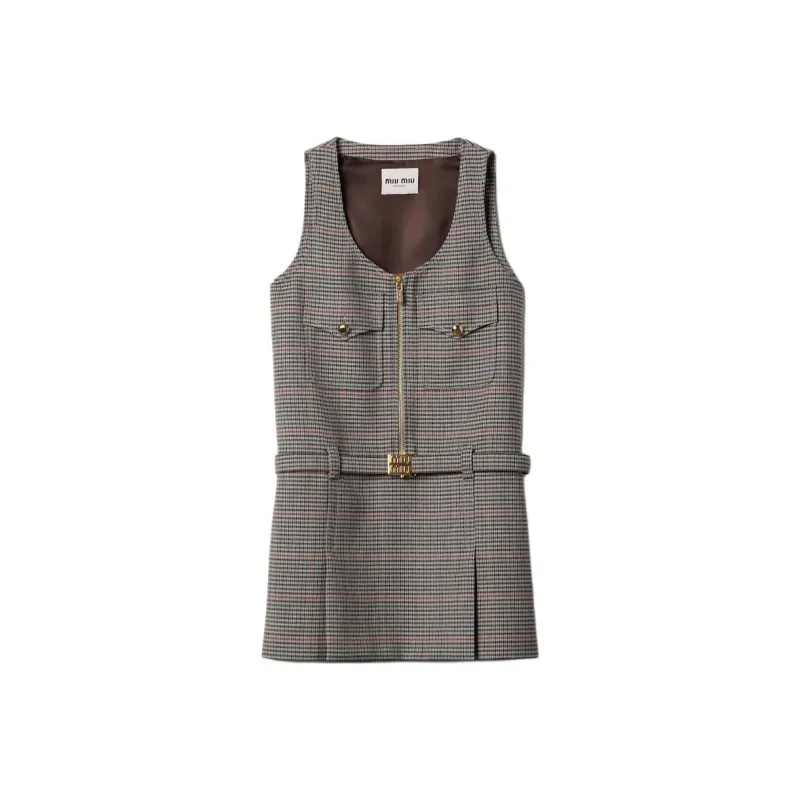 MIU MIU Sleeveless Dress Women's Slate Gray-0