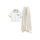 White & Fruit Green Trim+White Pants