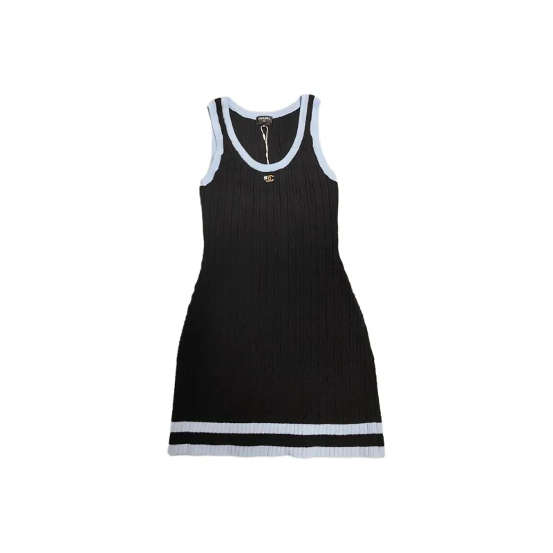 CHANEL 24 Fall Winter Sleeveless Dress Women's Black-0