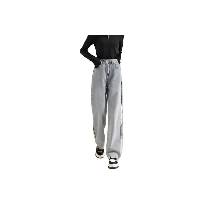 FAWENXIANGZI Jeans Women's Vintage Blue-0