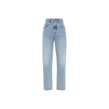 Brunello Cucinelli Monili Embellished Denim Baggy Tapered Jeans