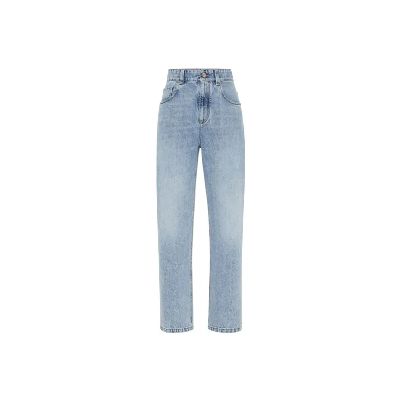 Brunello Cucinelli Monili Embellished Denim Baggy Tapered Jeans-0
