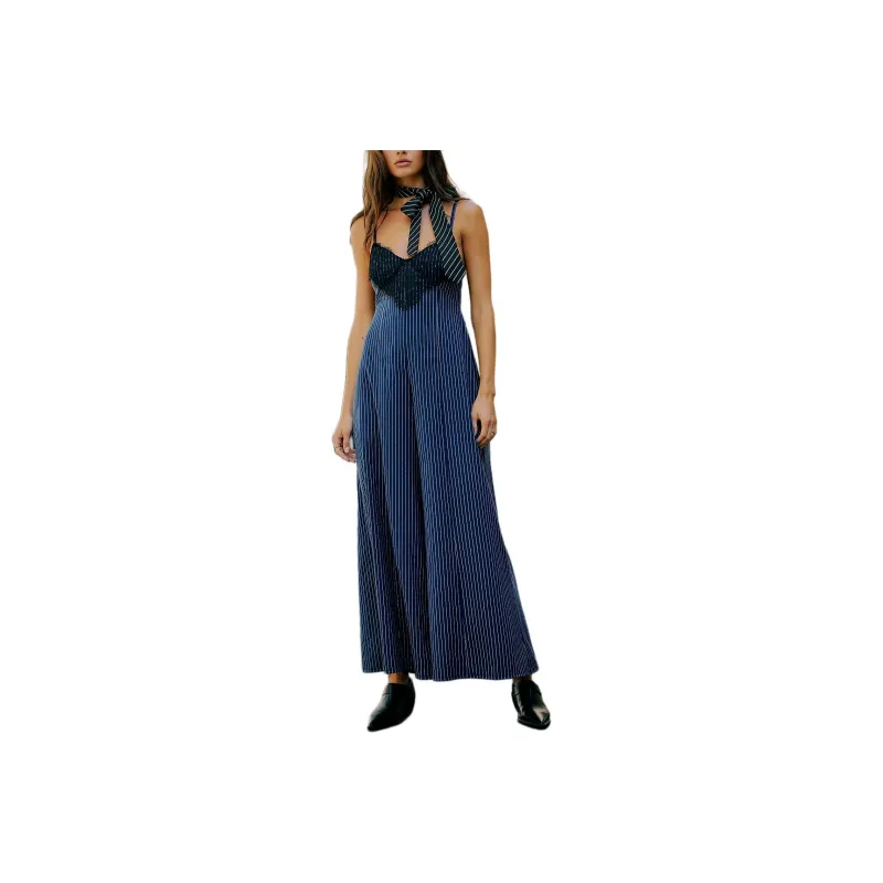 FREE PEOPLE Ava One-Piece Jumpsuit Women's Blue Combo/Blue Combo-0