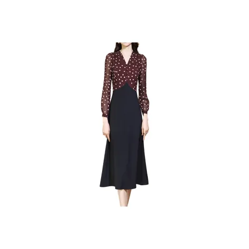 Mapping Long Sleeved Dresses Women's Coffee