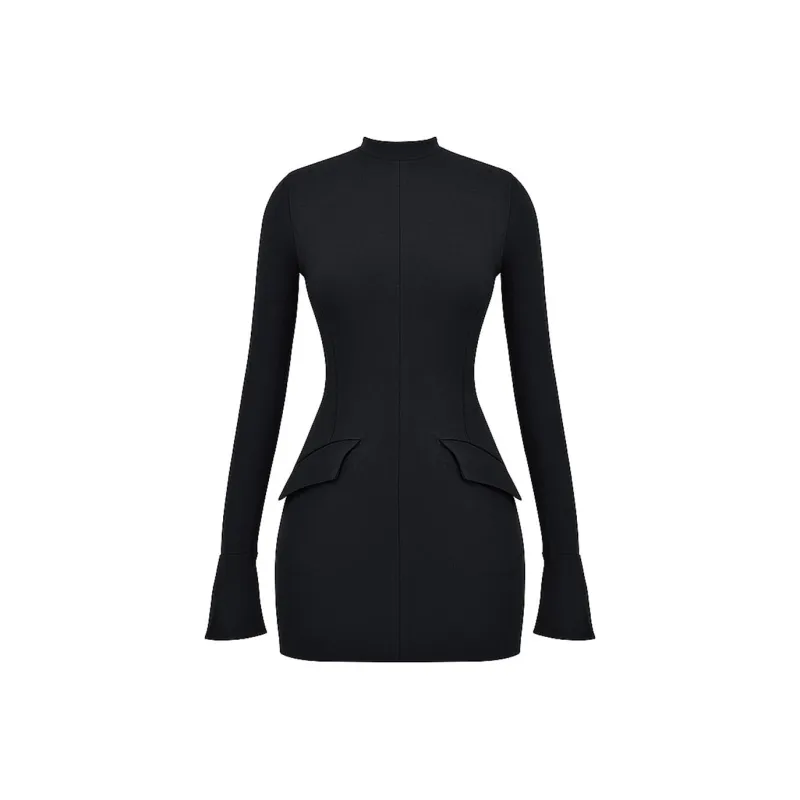 HOUSE OF CB MAHALIA Long Sleeved Dress Women's BLACK/Black-5