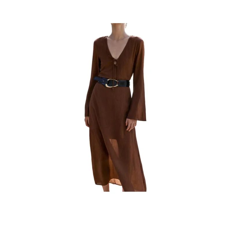 ZARA Long Sleeved Dress Women's Brown-0