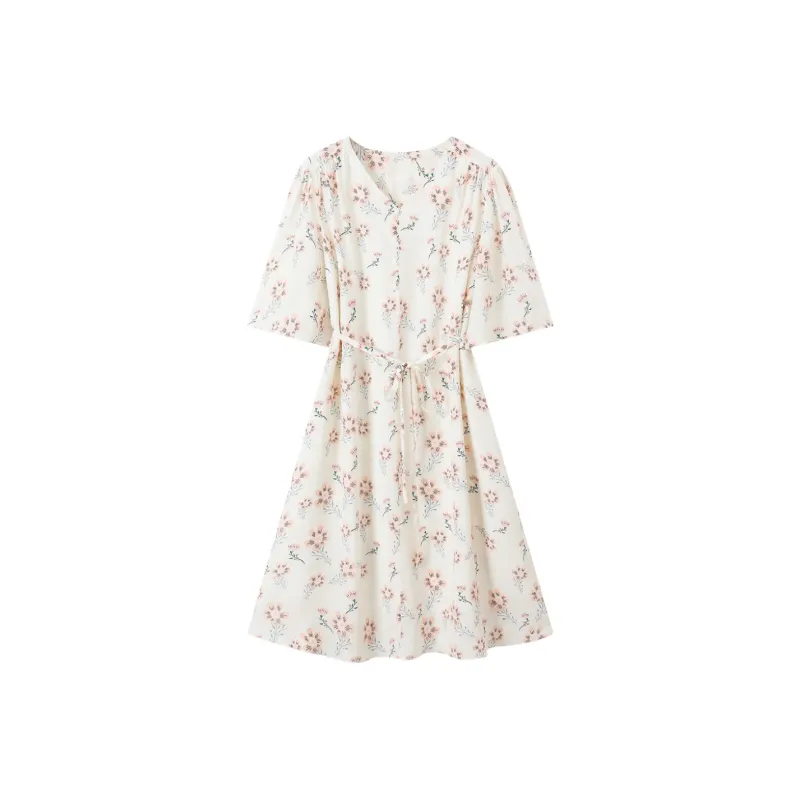 H-YXIANG Short-Sleeved Dresses Women's Summer Daisy-0