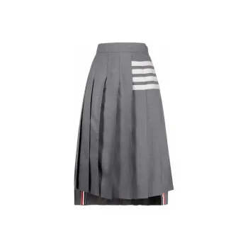 THOM BROWNE Pleated Asymmetric Midi Skirt
