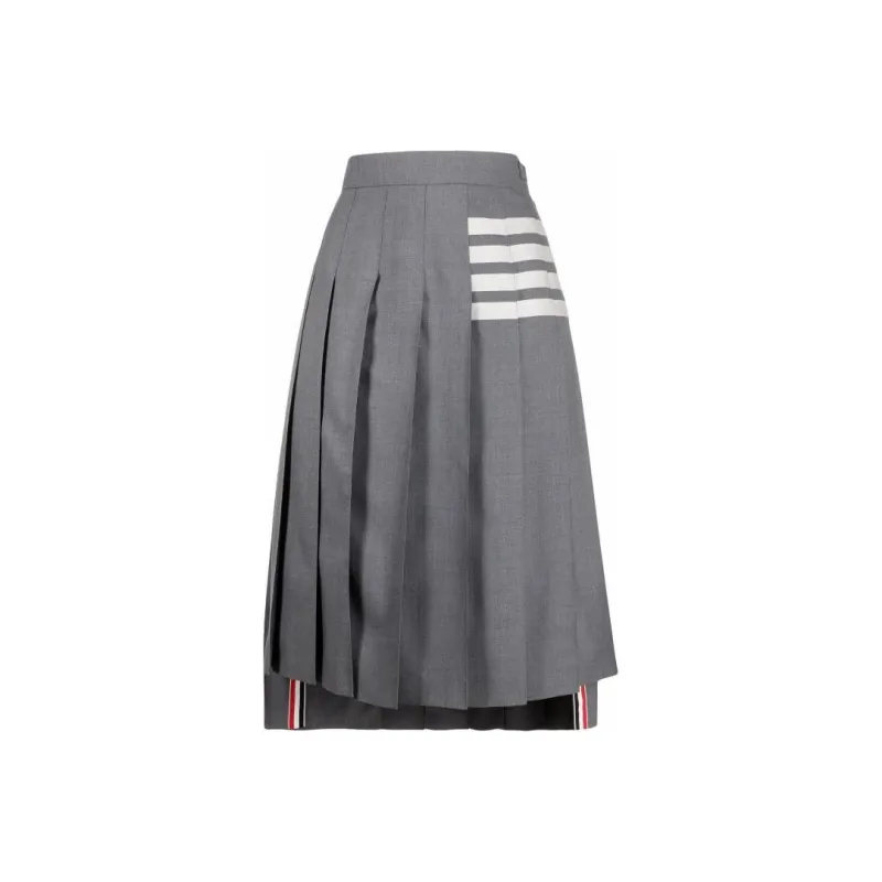THOM BROWNE Pleated Asymmetric Midi Skirt-0